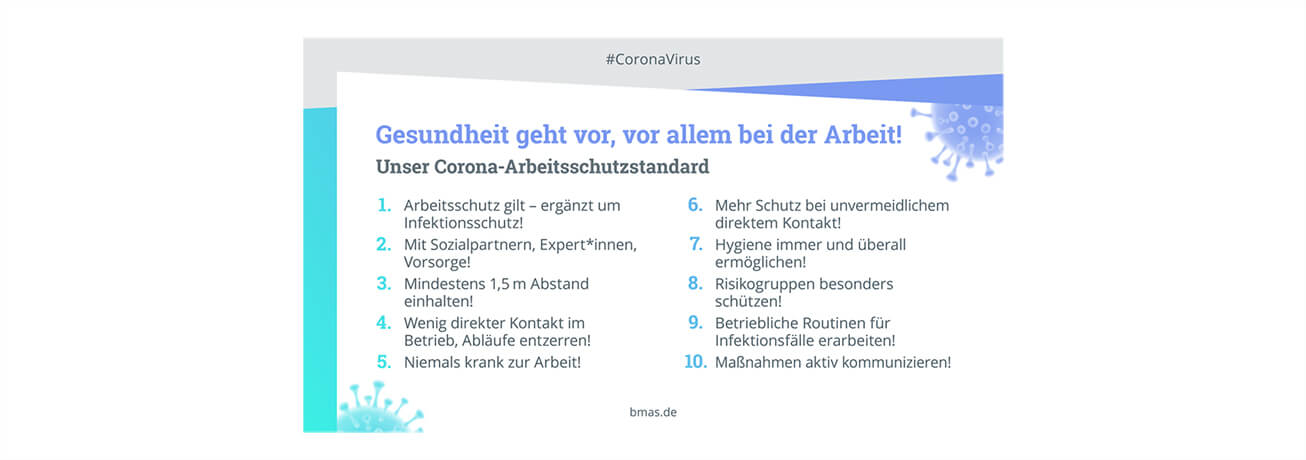 Verbindliche Ma&szlig;nahmen zum Infektionsschutz am Arbeitsplatz